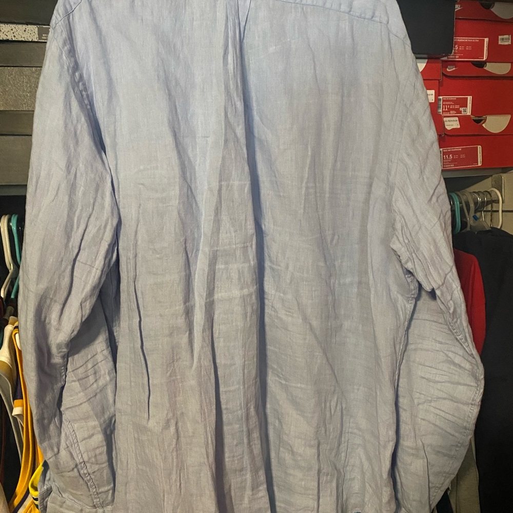 Polo by Ralph Lauren Light Blue Casual Button Down Shirt 100% Linen - Picture 5 of 5
